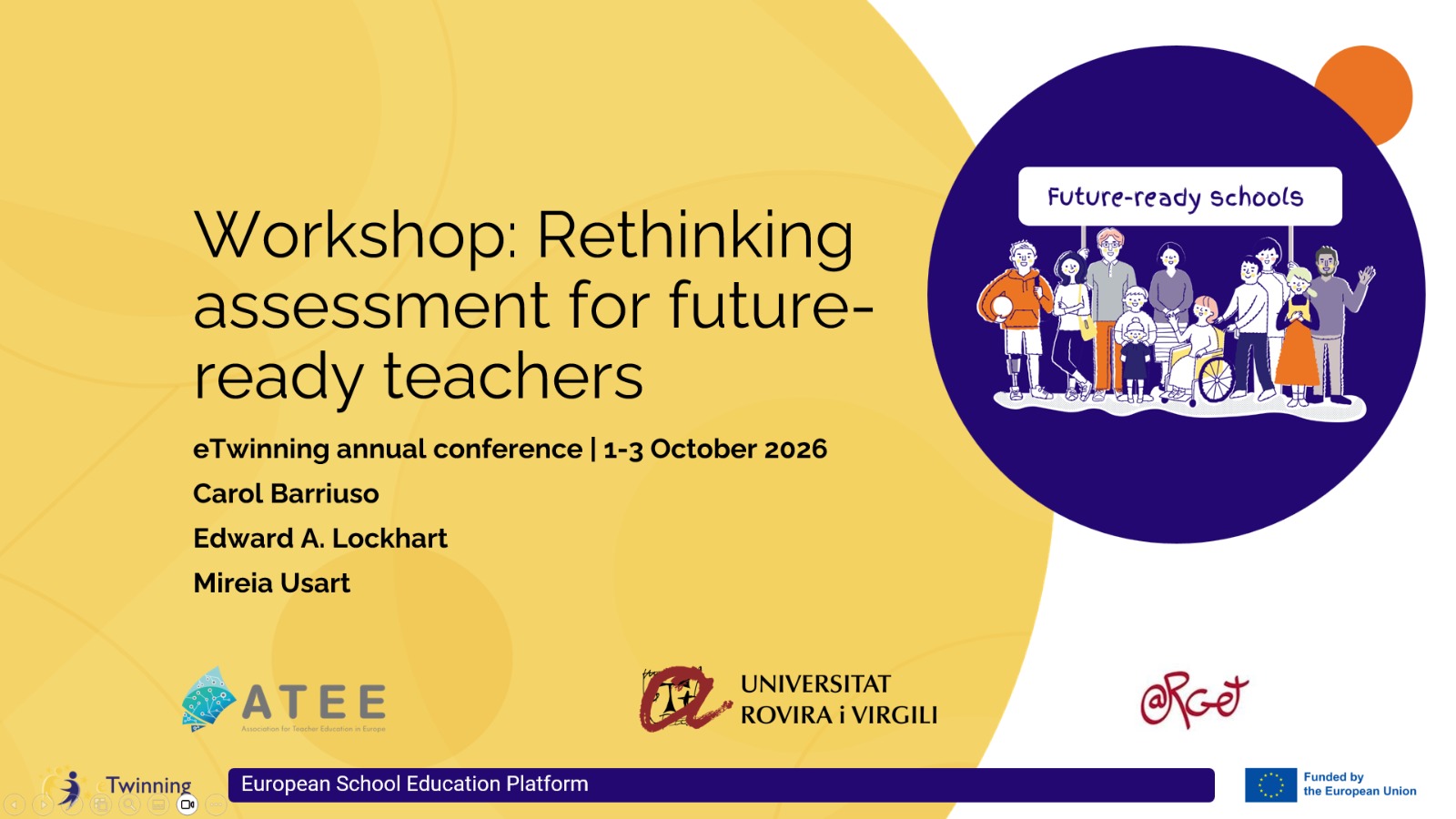 Mireia Usart, Edward A. Lockhart i Carolina Barriuso han participat a l'eTwinning Annual Conference 2026 amb la presentació del seu workshop ''Rethiking assessment for future-ready teachers''.